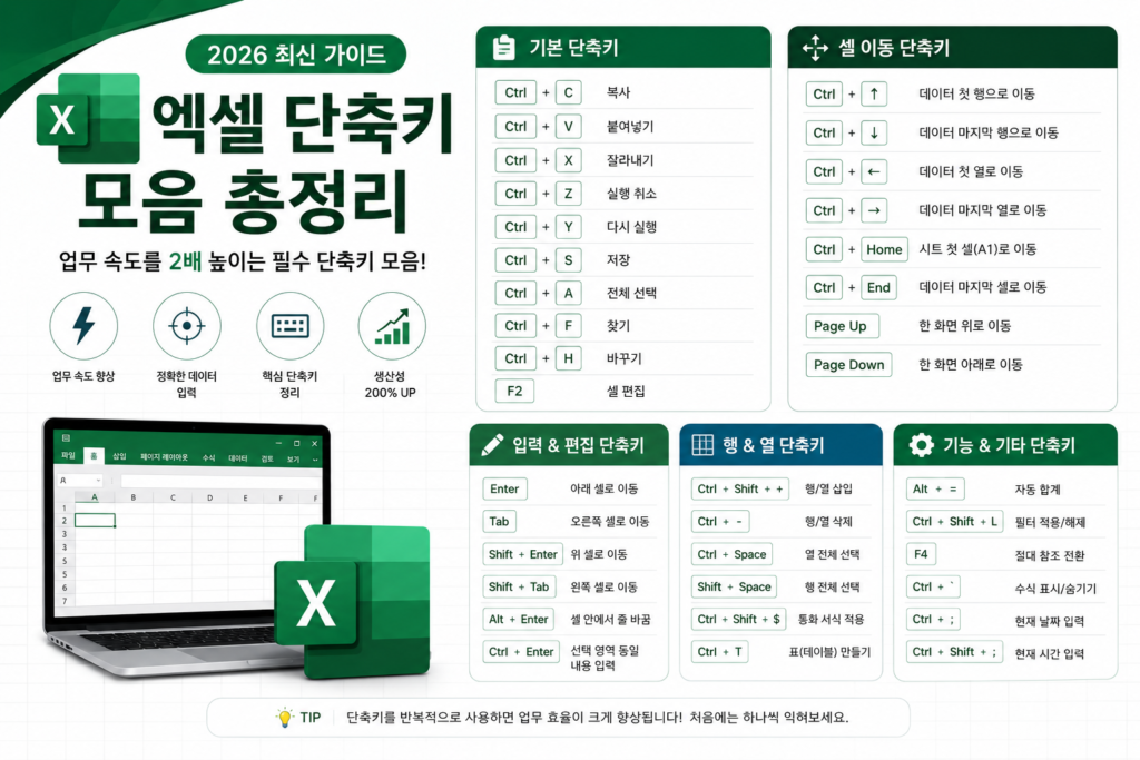  엑셀 단축키 모음