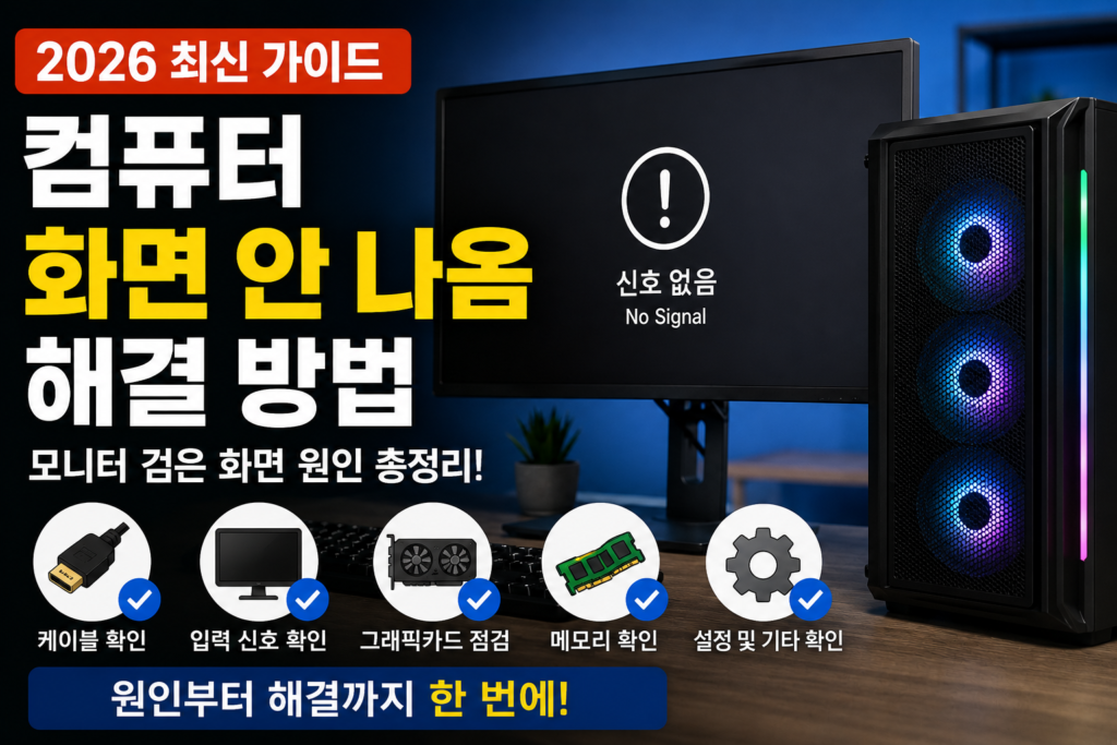 컴퓨터 화면 안 나옴 해결 방법 모니터 검은 화면 원인 총정리

computer-monitor-no-display.webp