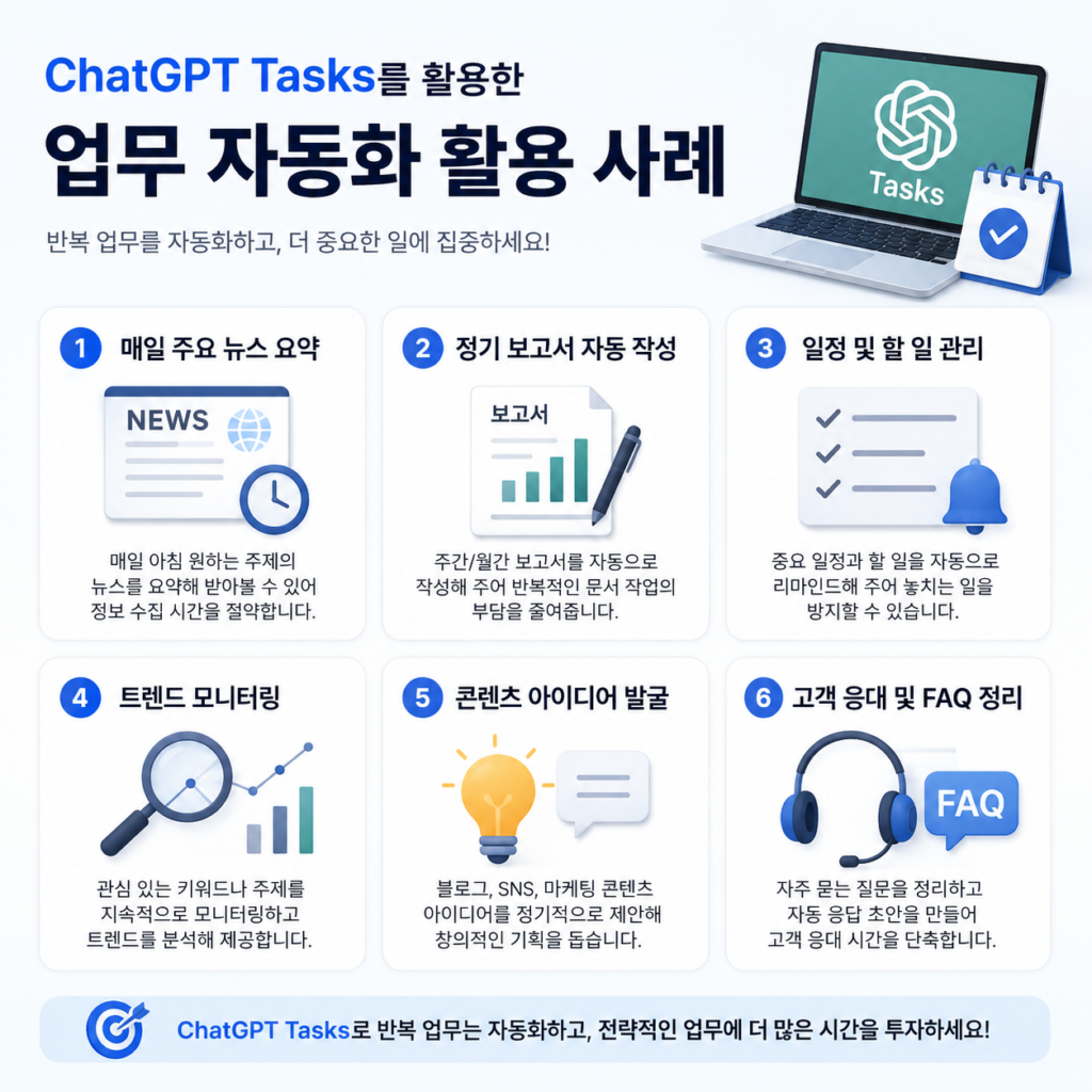 ChatGPT Tasks를 활용하는 다양한 사용자 예시