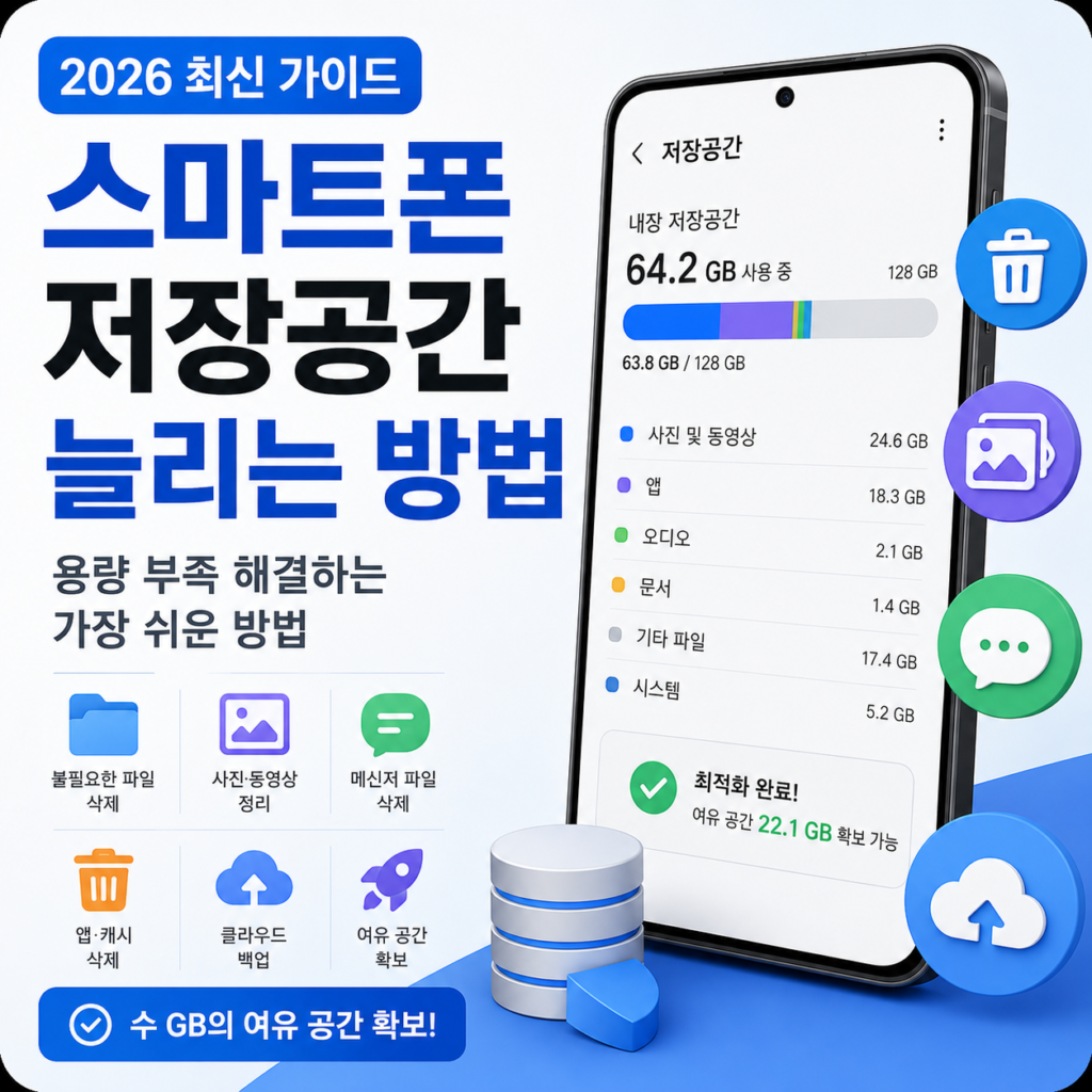 스마트폰 저장공간 늘리는 방법 2026 최신 가이드｜용량 부족 해결하는 가장 쉬운 방법