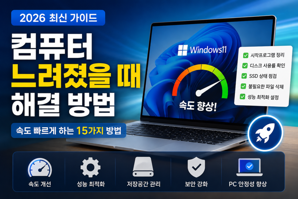 컴퓨터 느려졌을 때 해결 방법 Windows11 최적화 화면